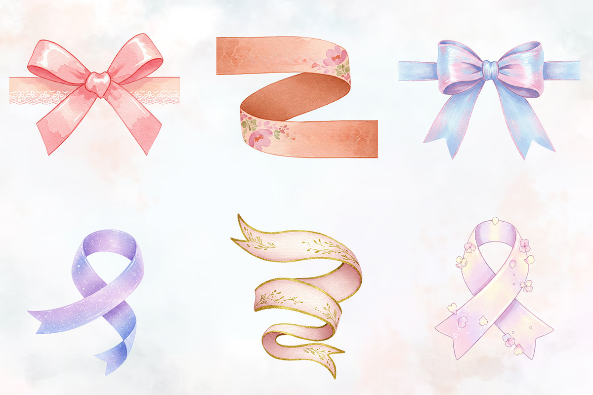 Mothers Day Ribbon Watercolor Png, an Illustration by RobertsArt (Photo 3 of 7)