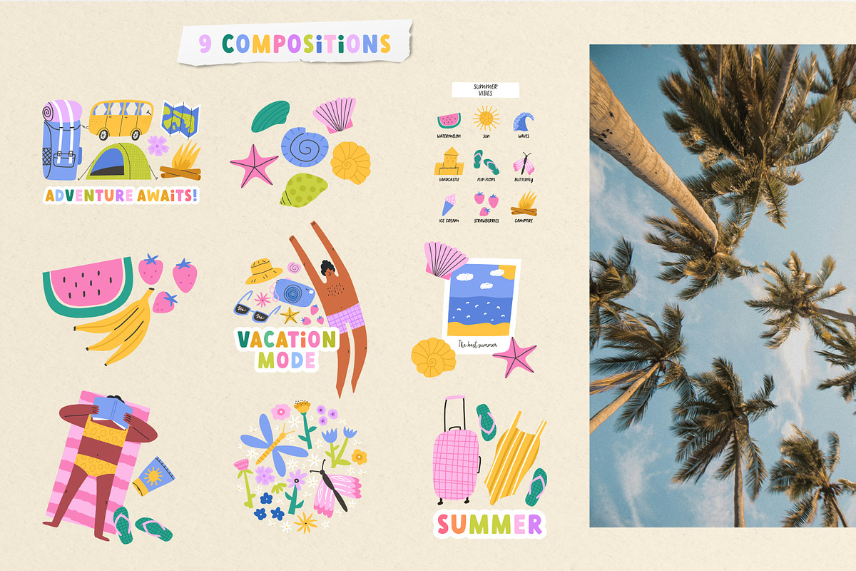 Summer vector clipart & patterns, an Illustration by Valerie (Photo 6 of 8)
