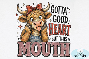 Gotta Good Heart But This Mouth Cow, a Seasonal Illustration by Daily.Designs