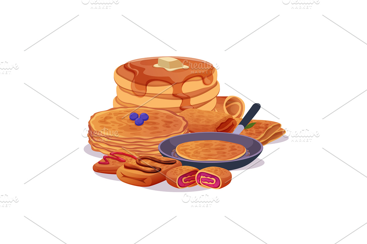 Pancakes. tasty delicious food hills, a Food Illustration by Onyx