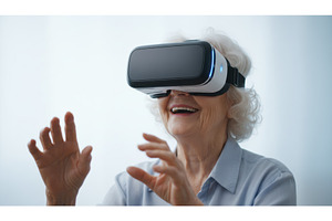 Elderly woman using a virtual, a Technology Photo by Igor Tichonow