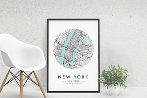 New York Map - Print Wall Art