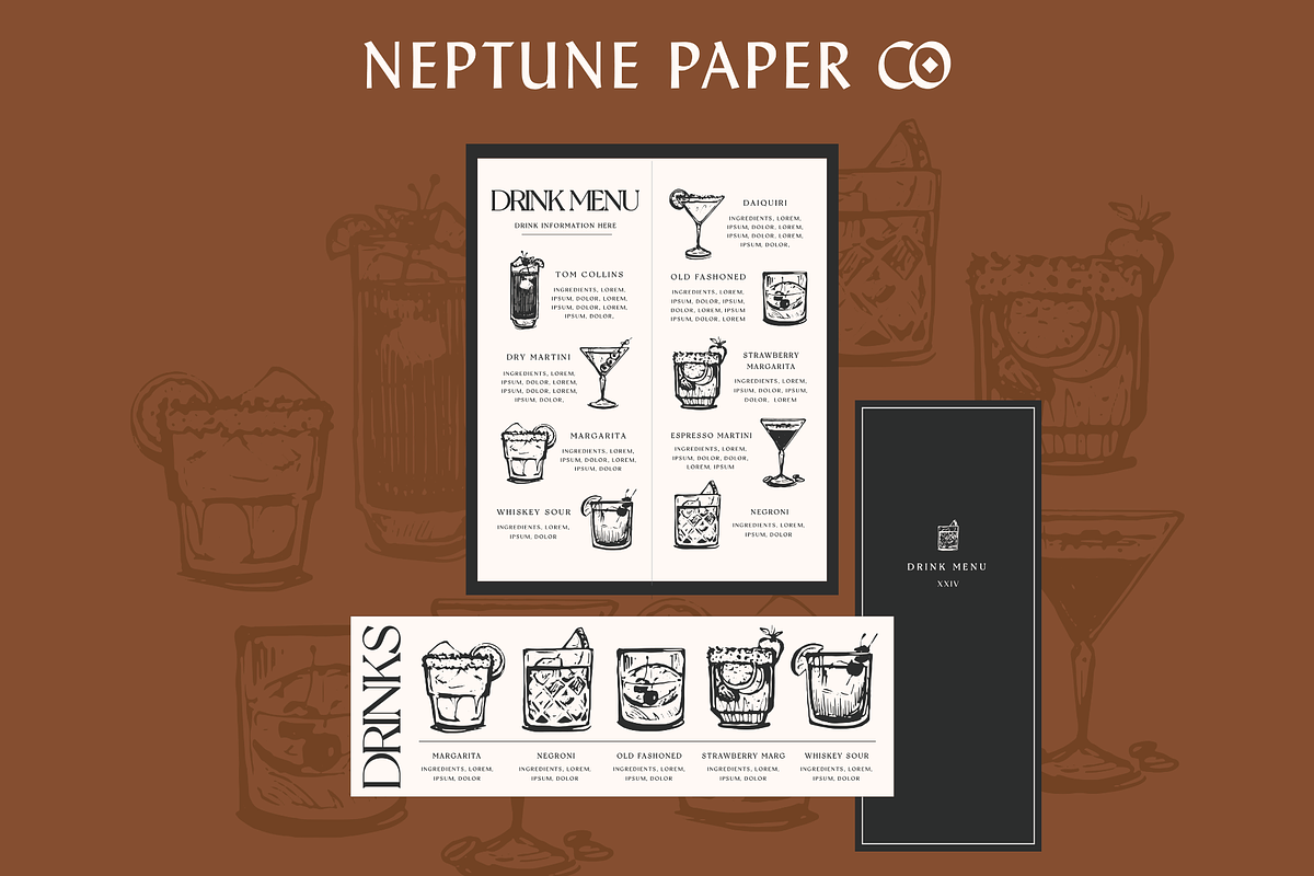 Hand Drawn Cocktails, a Decorative Illustration by Neptune Paper Co. (Photo 2 of 2)