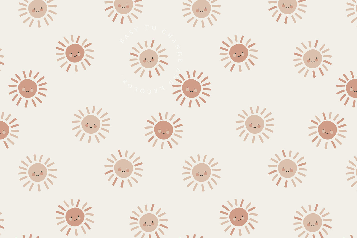 Seamless Sun Pattern / vector + png, a Pattern Graphic by KruthDesign