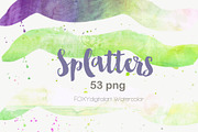 Watercolor splatters paint splashes, a Texture Graphic by FOXYdigitalart (Thumbnail 5 of 12)