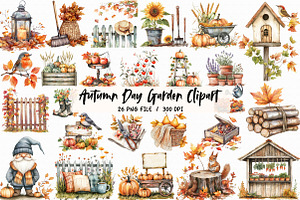 Autumn Day Garden Clipart, an Illustration by Libby Wishes