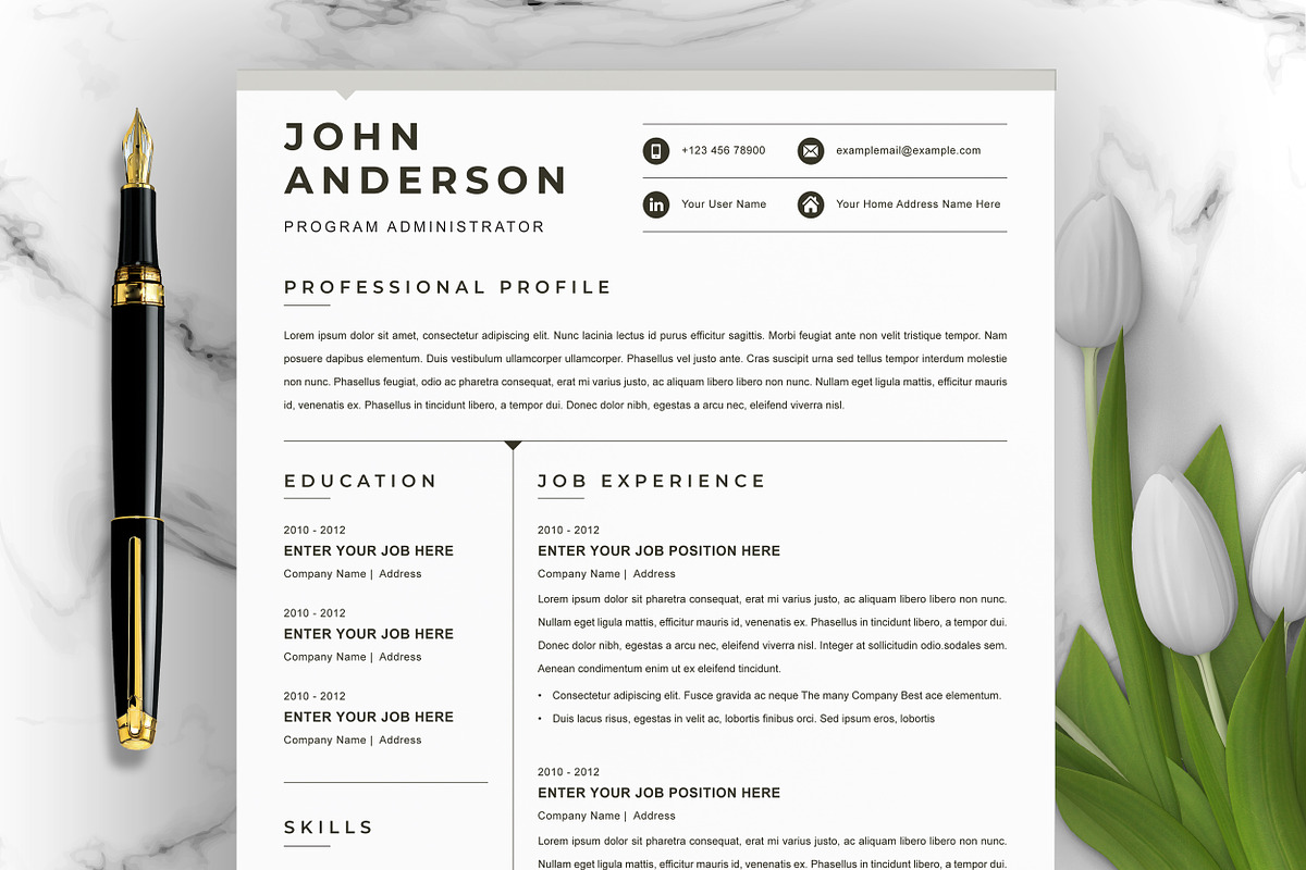 Clean & Modern Resume Template Word, a Resume Template by ResumeInventor