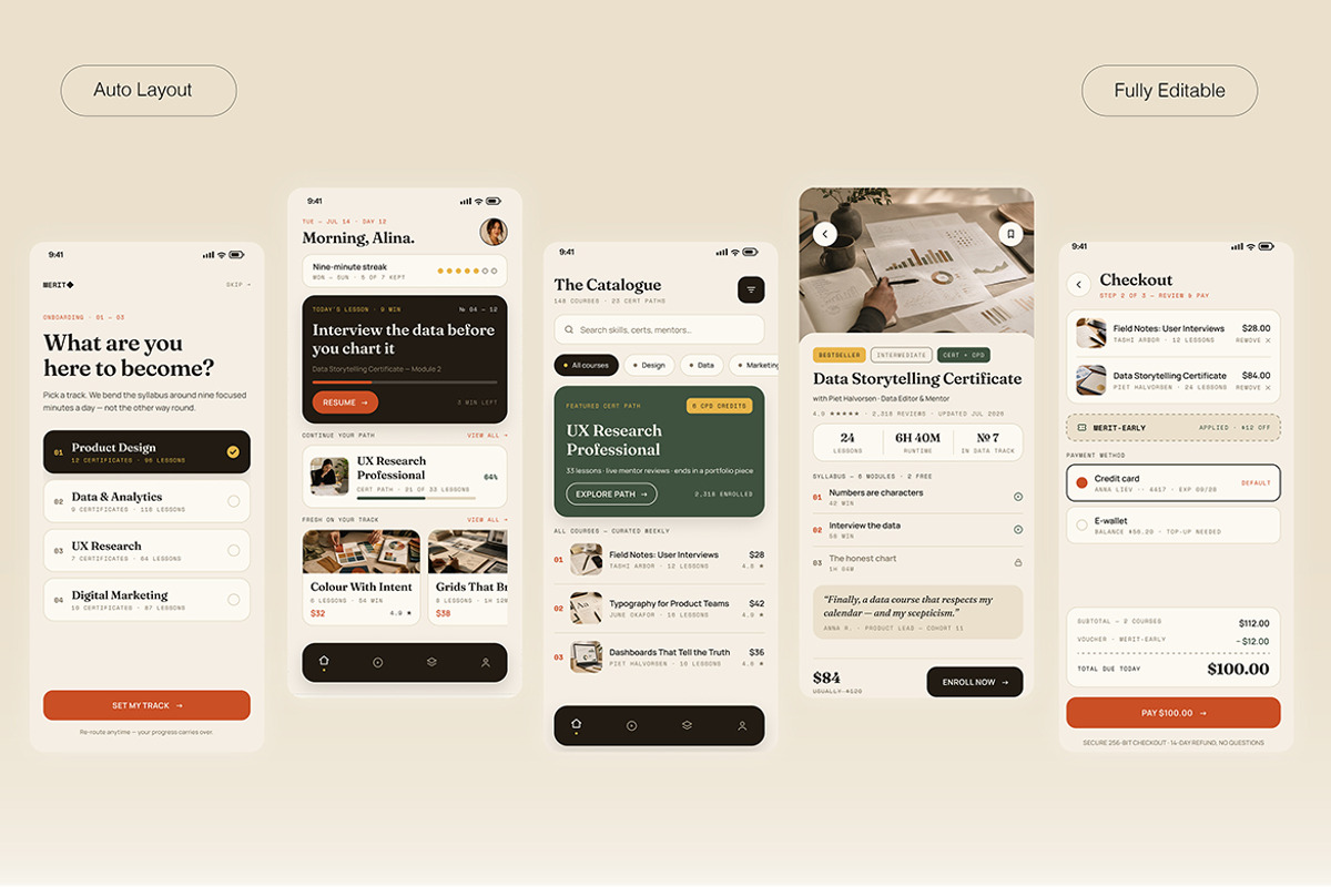 Skillora – Microlearning Course App, an UI Kit Template by Pitchlook.Studio (Photo 3 of 4)