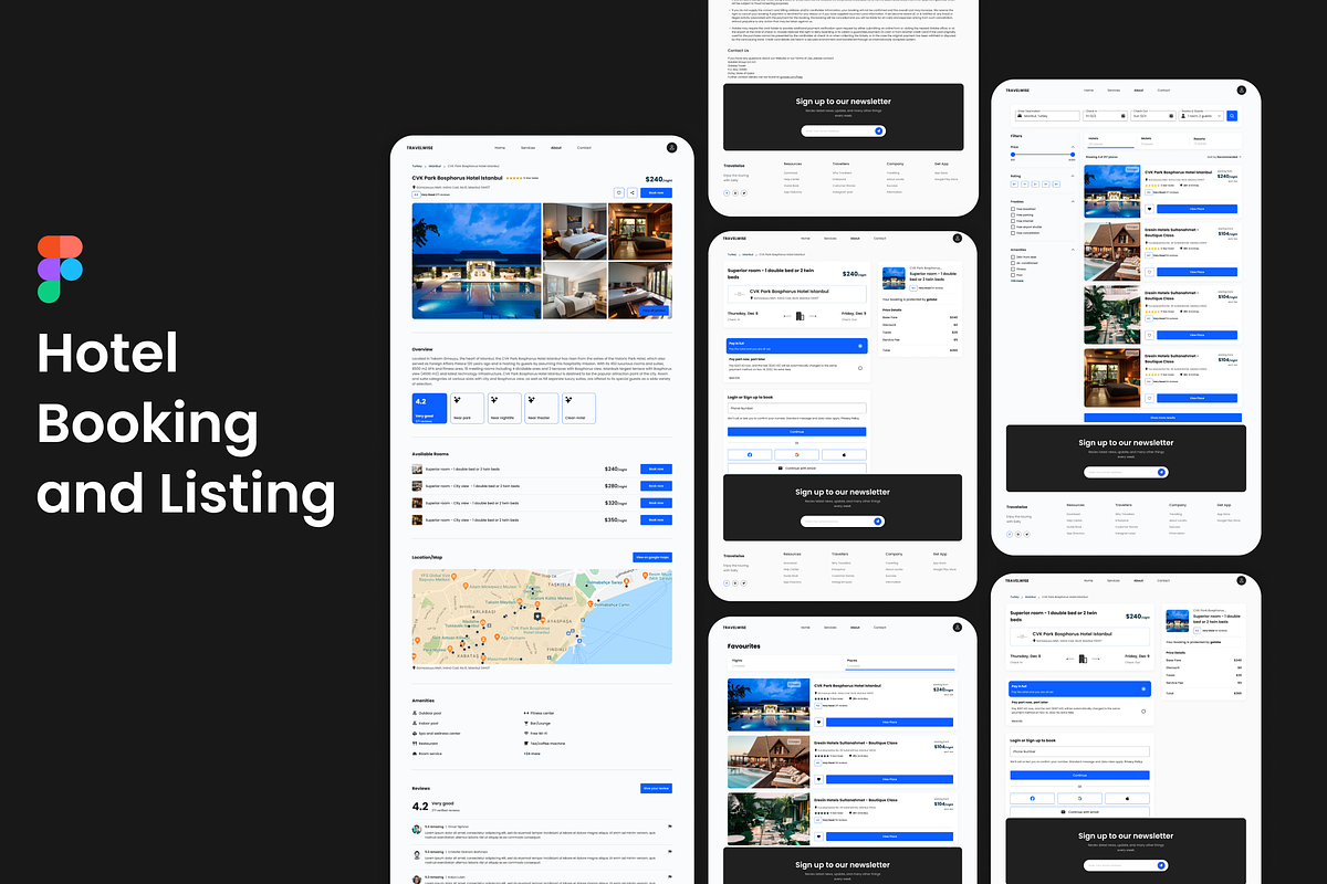 Hotel Booking and Listing Pages, an UI Kit Template by Hammad Arif
