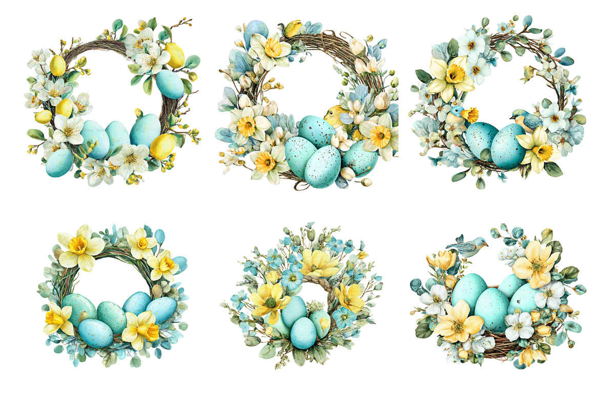 Easter Wreath Clipart Floral Egg Png, an Illustration by GatewayDesign (Photo 2 of 5)