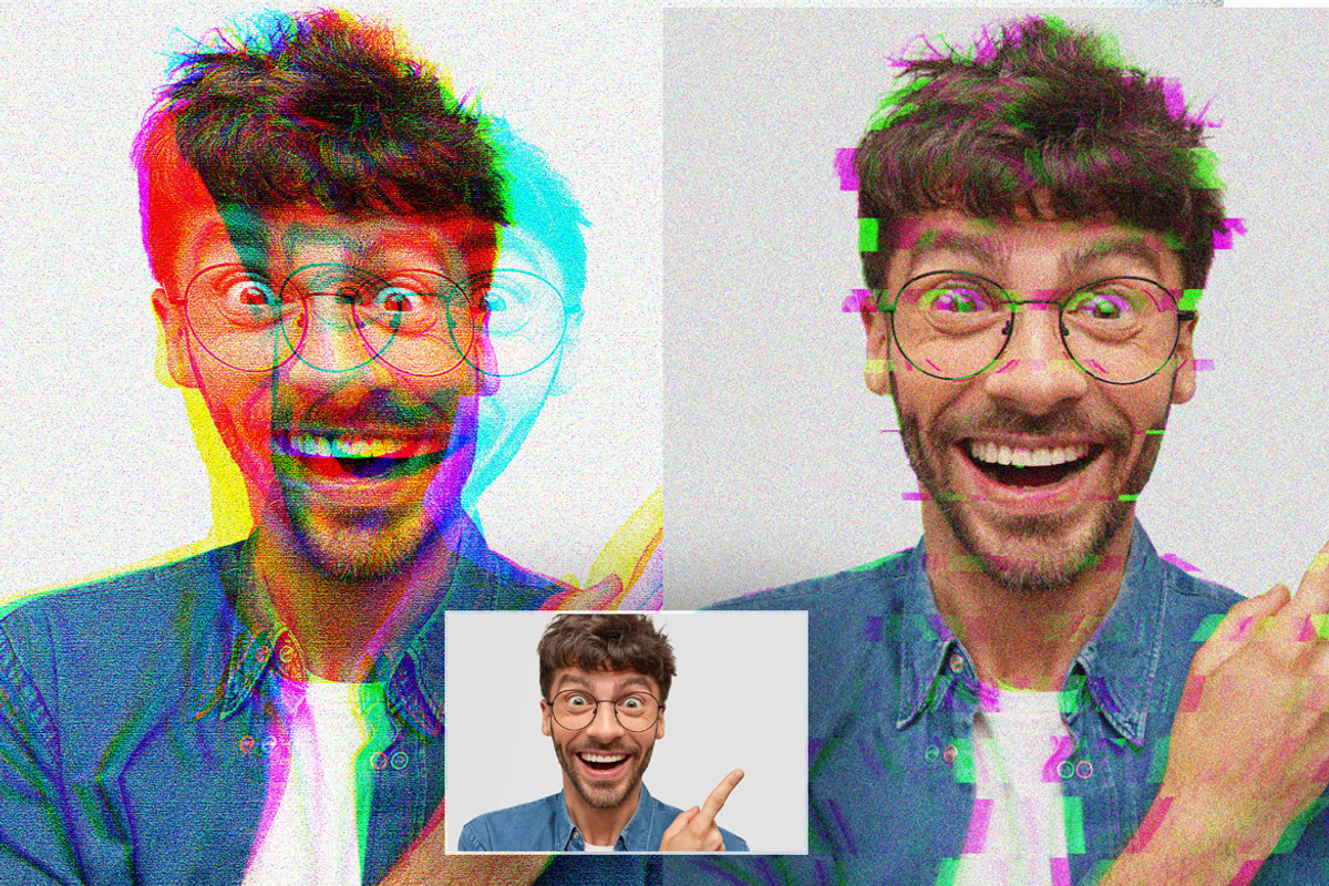 Glitch Photoshop Action, an Action Add-On by Vatdesign (Photo 2 of 4)
