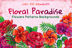 Rose, Hibiscus, Lotus: floral Bundle