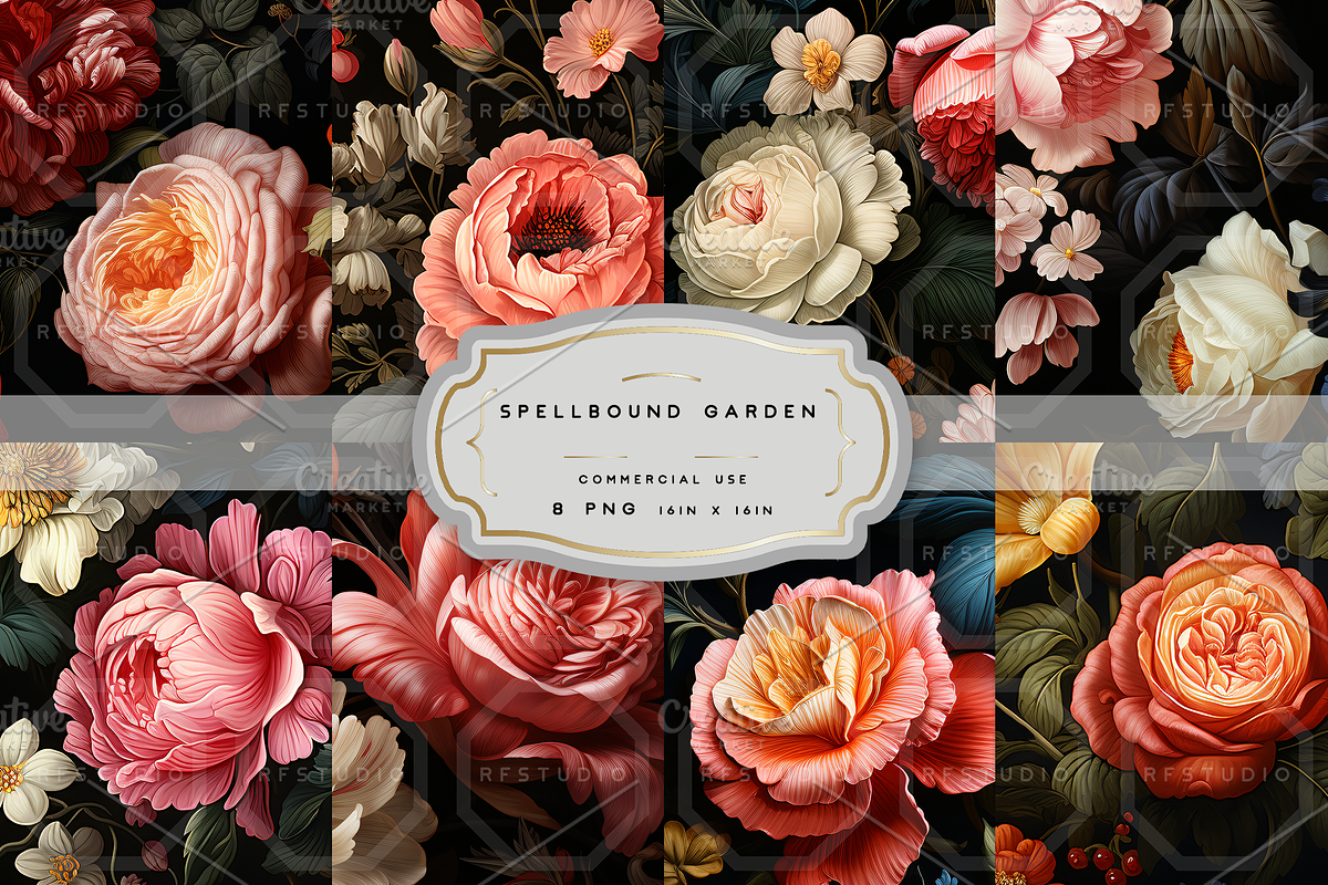 SPELLBOUND GARDEN. Seamless Pack, a Texture Illustration by RefinedFantasyStudio (Photo 1 of 9)