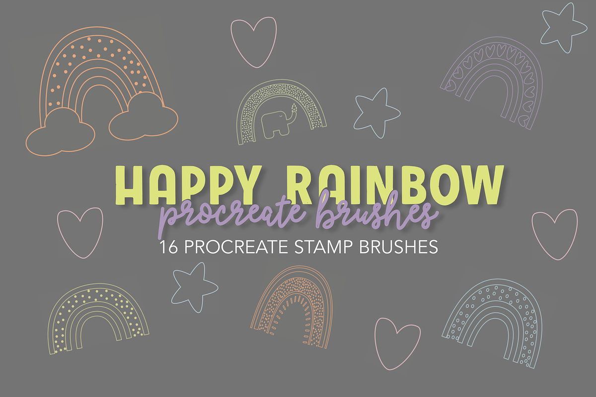 Rainbow Stamp Brushes for Procreate, a Brush Add-On by Phat Happy Life (Photo 1 of 2)
