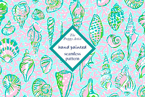 Preppy Seamless Seashell Pattern