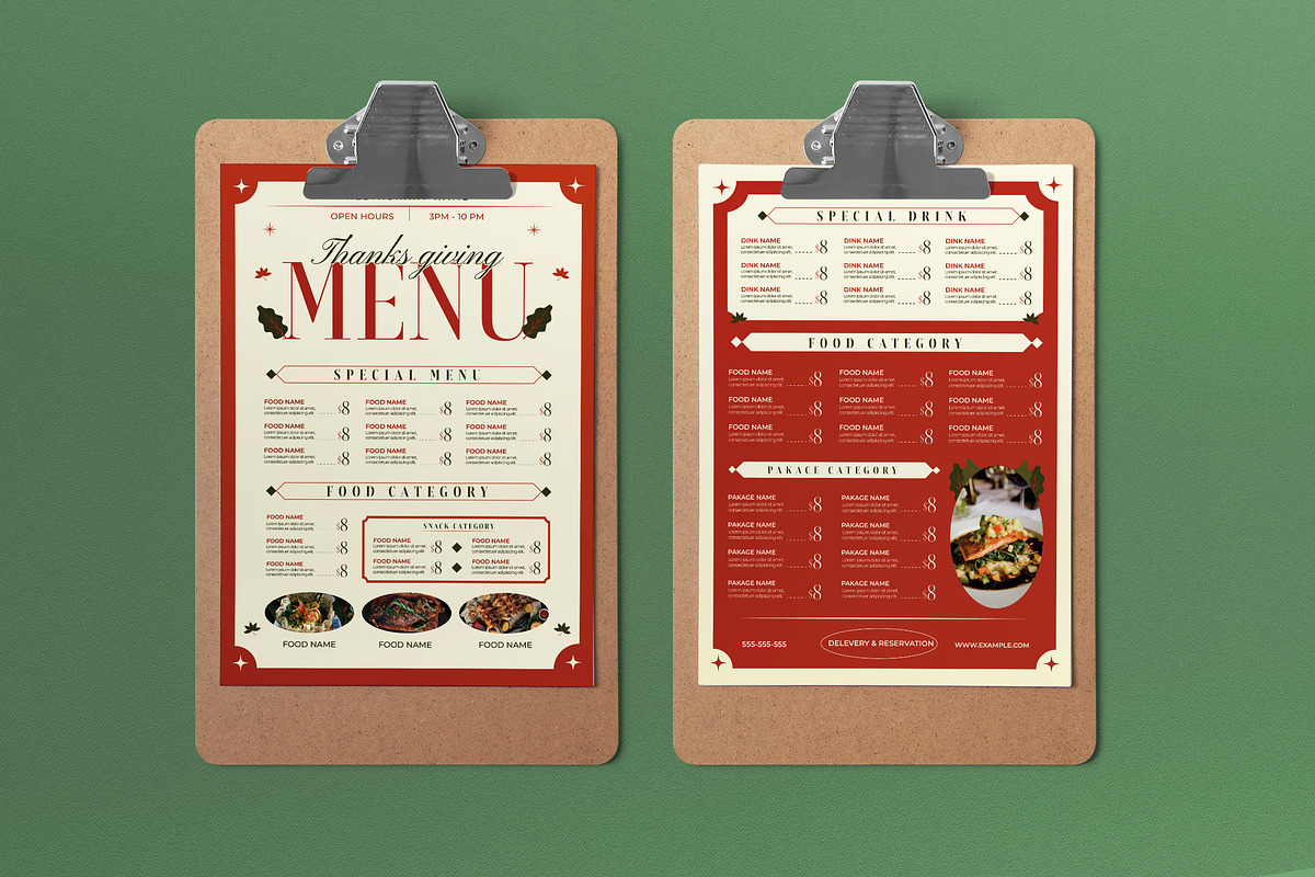 Thanksgiving Food Menu
