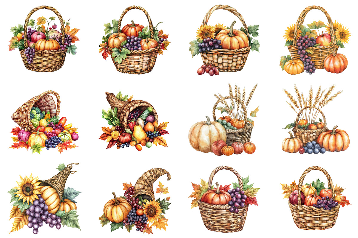 Watercolor Harvest Cornucopia, an Illustration by CitraGraphics (Photo 2 of 7)