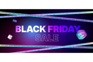 Black friday holographic banner, an Illustration by Stock-Smart-Start