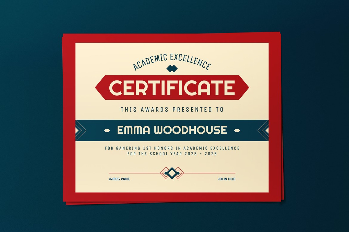 Red Vintage Design Certificate, a Print Template by graphicook (Photo 3 of 3)