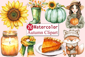Yellow & Green Autumn Clipart PNG, an Illustration by CitraGraphics