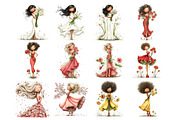 Flower Woman Watercolor Clipart, a Person Illustration by Nicolle's Colorful Art (Thumbnail 2 of 8)
