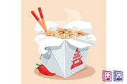 Hand Drawn Chinese Takeout Box, a Food Illustration by MISS CHATZ (Thumbnail 1 of 3)