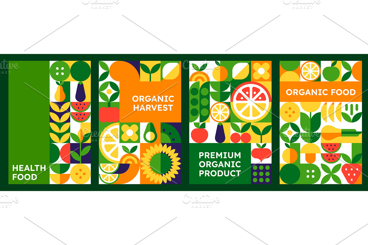 Organic food fruits vegetables, a Food Illustration by Buch&Bee