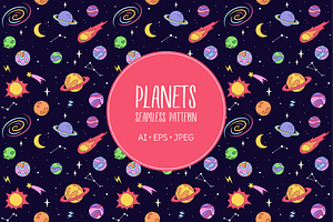 Space, Planets And Stars Pattern