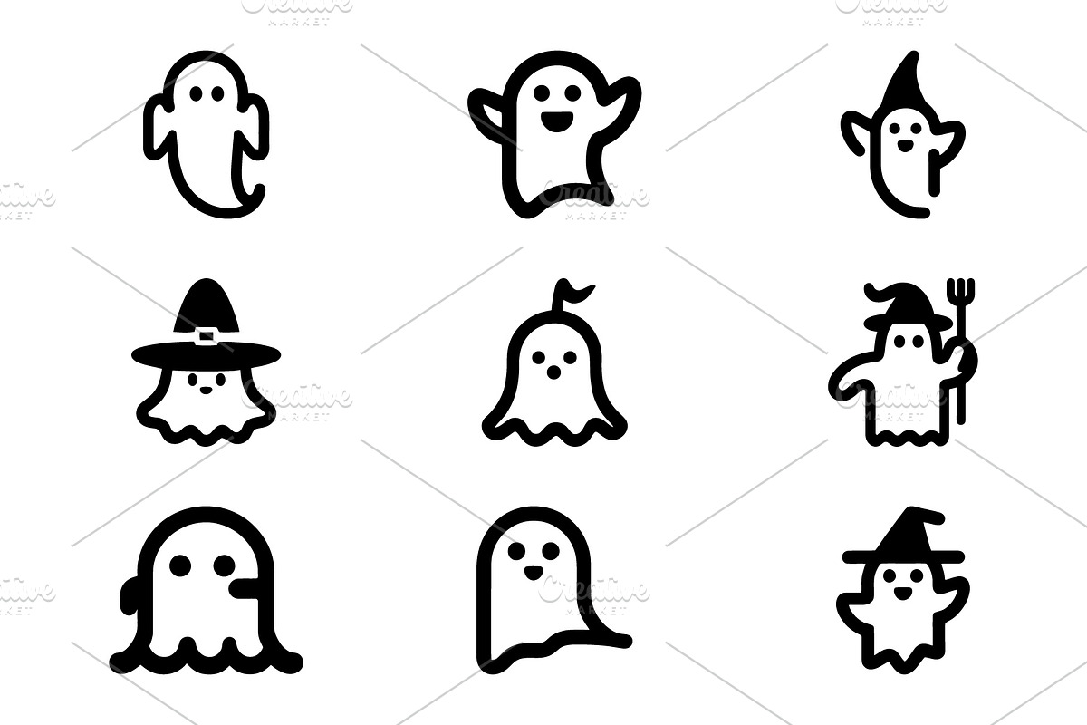 Spooky Halloween Ghost Icons, an Icon by Vectorium Studio