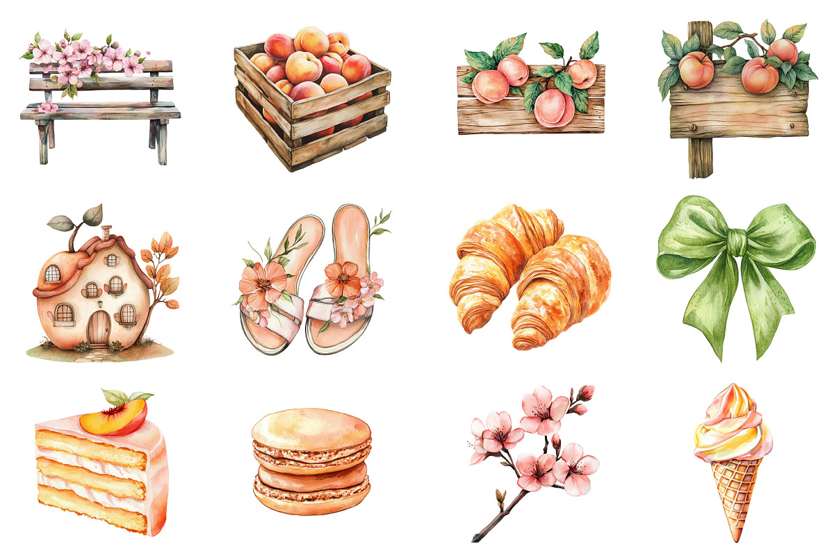 Cute Peaches Garden Fruit Png, an Illustration by CitraGraphics (Photo 6 of 6)