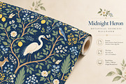 Midnight Heron | Botanical Wallpaper, a Wallpaper Graphic by by creative paper (Thumbnail 7 of 15)