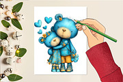 Quirky Valentine Teddy Bear Clipart, an Illustration by DreamCafeArt (Thumbnail 6 of 6)