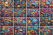 Colorful Monster Graffiti Background, a Background Graphic by Forhadx5 (Thumbnail 3 of 4)