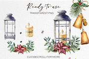 Elegant Christmas Watercolor clipart, a Seasonal Illustration by Yuliya Derbisheva (Thumbnail 9 of 13)