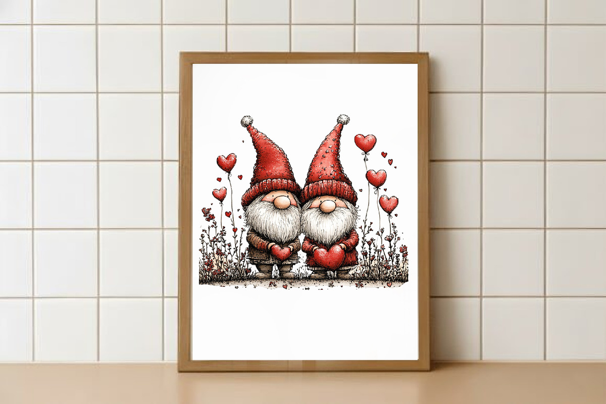 Valentine Gnome Couple Clipart, an Illustration by Watercolor design (Photo 5 of 5)