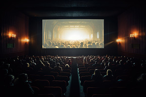 A packed movie theater filled with r, a Photo by Iftikhar Alam