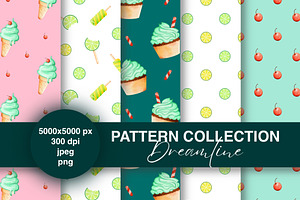 Lime cream summer seamless patterns