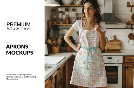 Kitchen Apron Mockups, an Apparel Mockup by mock-ups