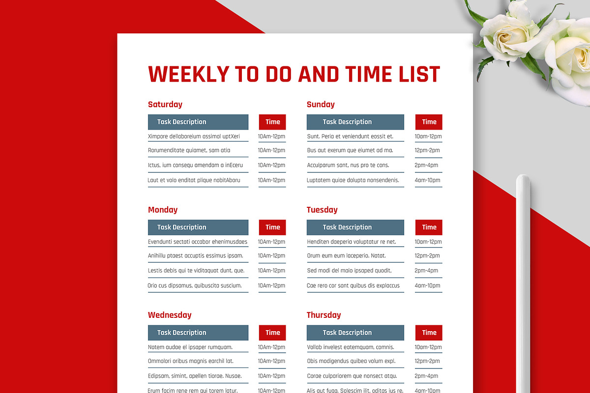 Weekly Planner And Time List, a Stationery Template by MightyDesign (Photo 4 of 8)