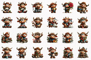 Christmas Highland Cow Clipart, a Seasonal Illustration by fashionaddict (Thumbnail 4 of 7)