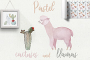 Pastel Llamas Clipart & Patterns PNG, an Animal Illustration by ColorfulNest (Thumbnail 1 of 5)
