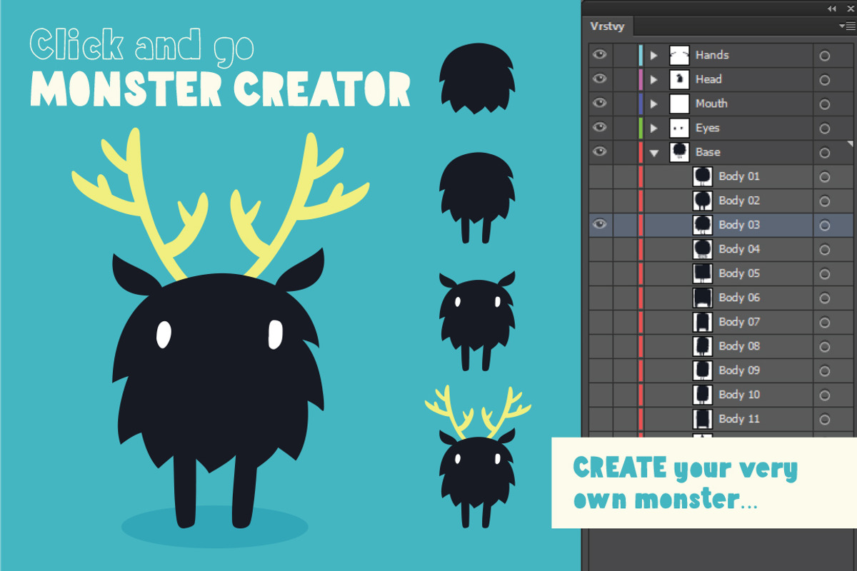 The Little Monsters Creator - Ai/Ps, an Animal Illustration by Vitek Graphic (Photo 4 of 10)