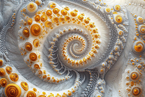 Golden and Silver Spiral Fractal Art, an Abstract Photo by Pixeness Studio