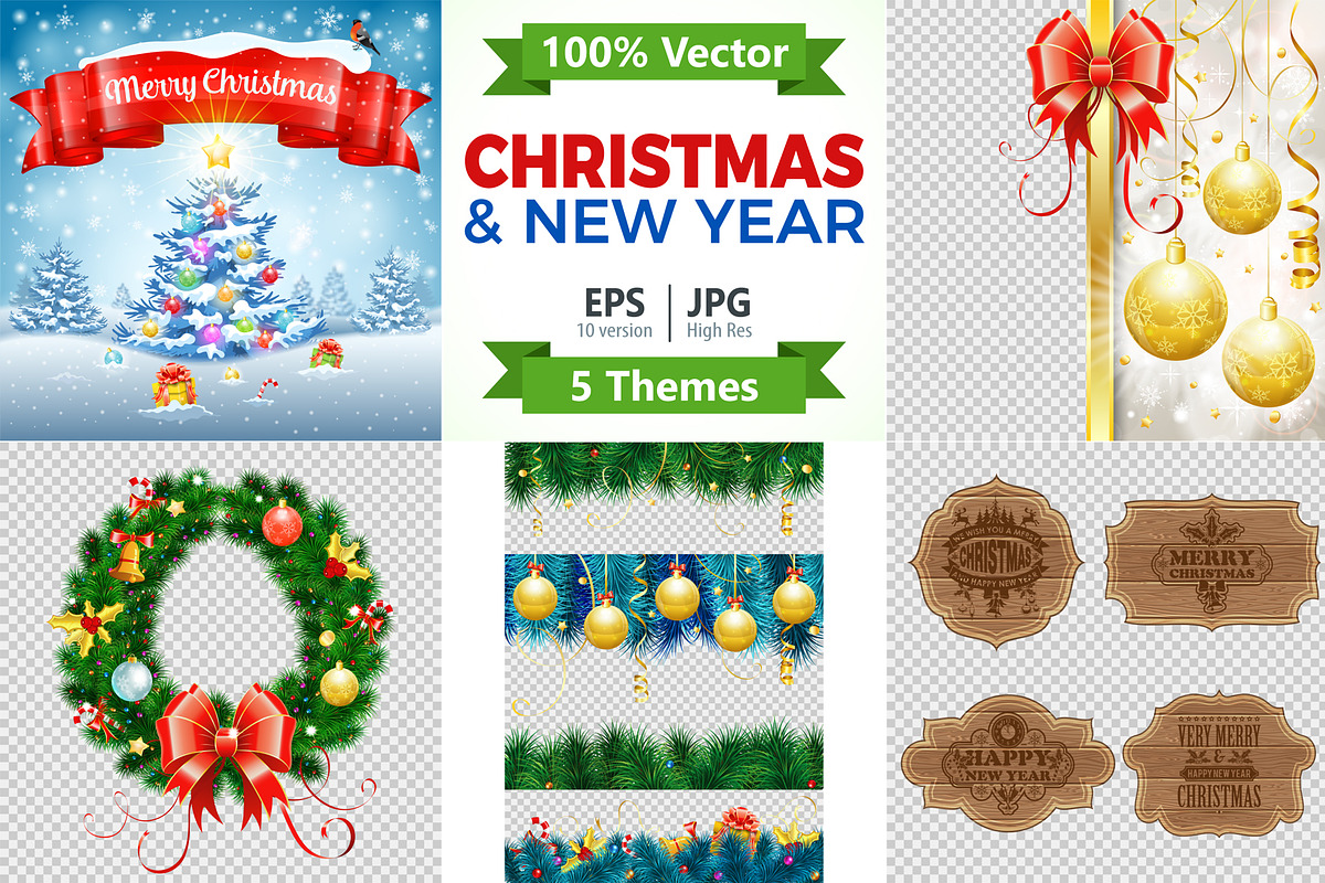 Christmas and New Year Backgrounds, a Decorative Illustration by TAlex (Photo 1 of 6)