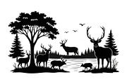 Wildlife Forest Silhouette Vector Bu, an Illustration by Designs_River (Thumbnail 33 of 51)