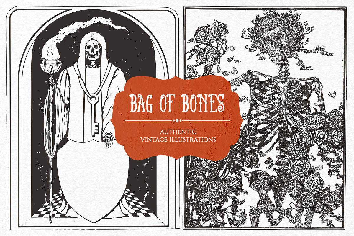 Bag of Bones | Vintage Clipart, a Seasonal Illustration by GVGraphics (Photo 2 of 13)