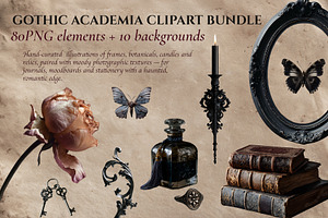 Gothic Dark Academia Clipart Bundle