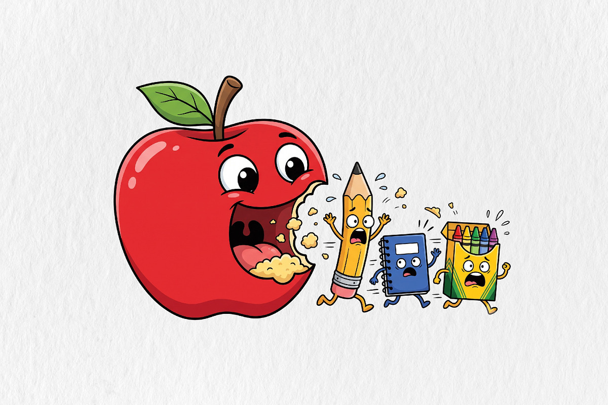 Funny Back to School Apple Pencil, an Object Illustration by CraftArtStudio (Photo 1 of 4)