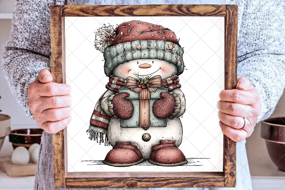 Whimsical Christmas Snowman Clipart, an Illustration by SinaCreation (Photo 3 of 7)