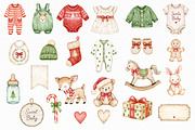 Watercolor Baby Christmas Clothes, a Seasonal Illustration by SvetaArtStore (Thumbnail 3 of 8)
